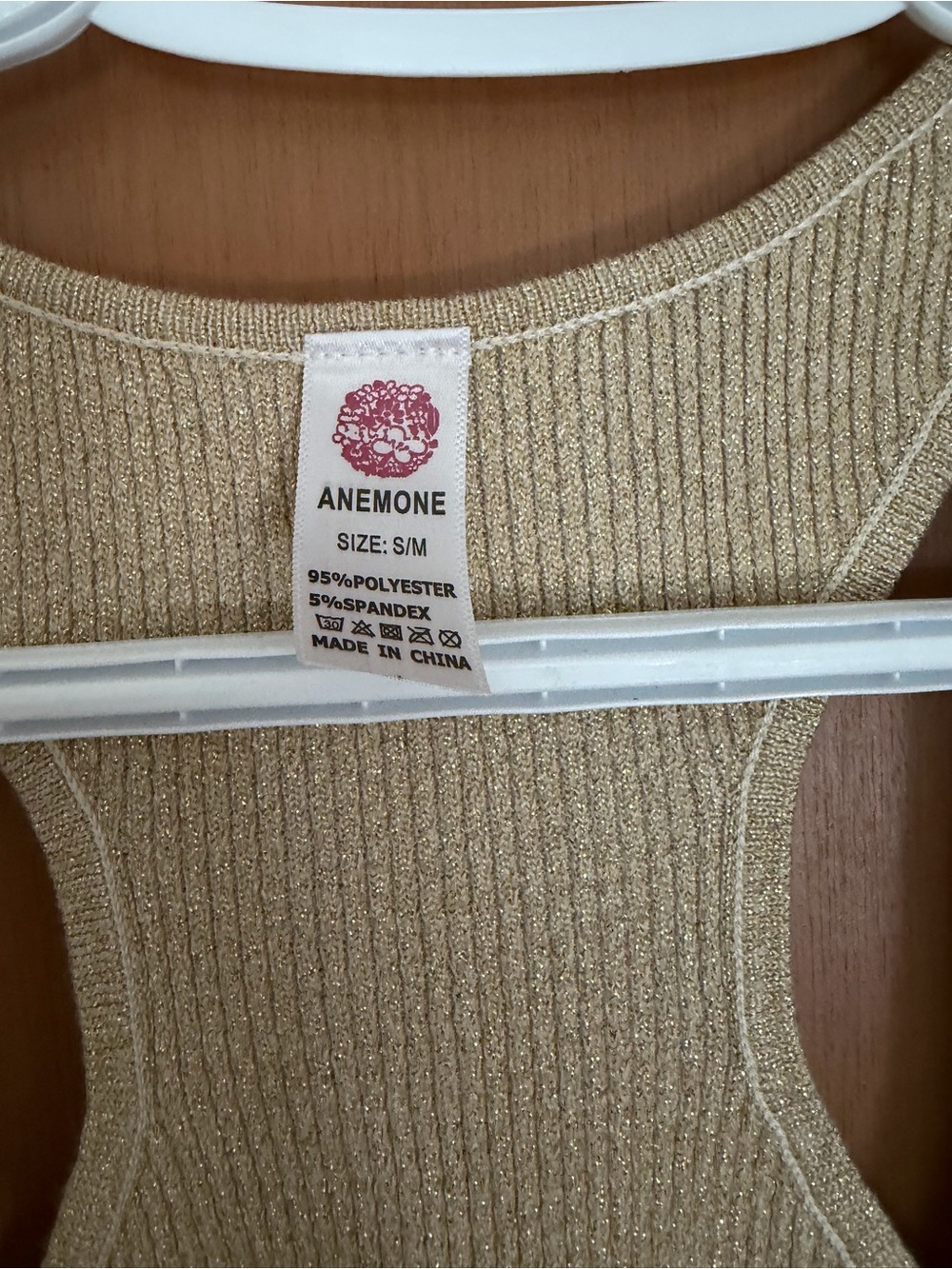 Anemone Ribbed Racerback Tank Top - Beige - Picture 2 of 4